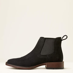 Booker Chelsea Wide Square Toe Western Boot Men - BLACK SUEDE