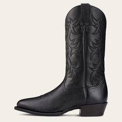 Heritage R Toe Western Boot Men - BLACK DEERTAN