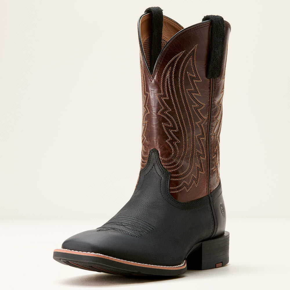 Sport Big Country Wide Square Toe Cowboy Boot Men - BASIC BLACK/MAHOGANY