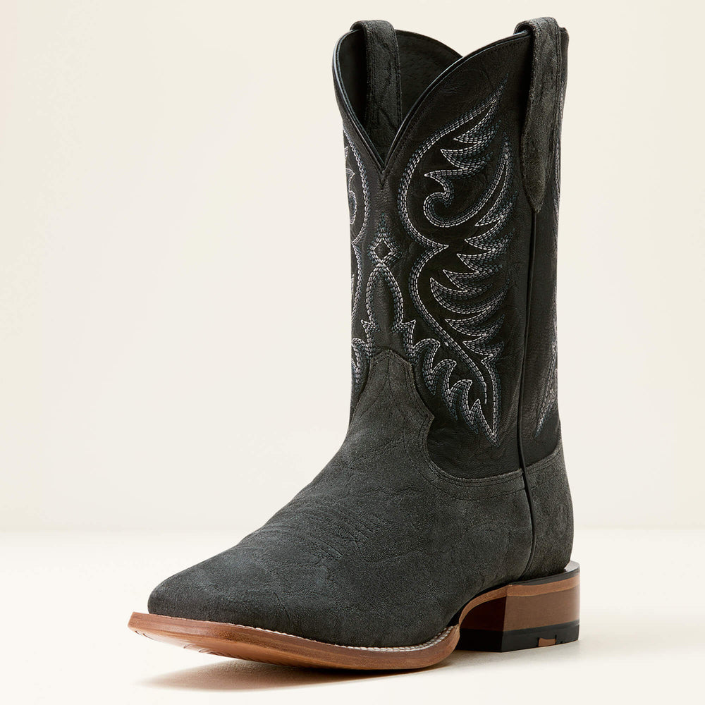 Wiley Wide Square Toe Cowboy Boot Men - BLACK ELEPHANT ROUGHOUT PRINT/BAYOU BLAC