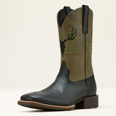 Sport Antlers Cowboy Boot Men - BLACK ADOBE/FOUR LEAF CLOVER