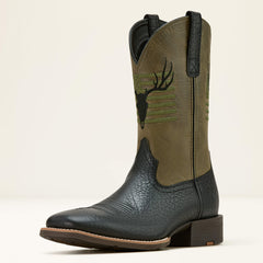 Sport Antlers Cowboy Boot Men - BLACK ADOBE/FOUR LEAF CLOVER