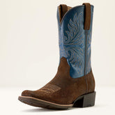 Sport Narrow Cutter Toe Cowboy Boot Men - AGED SMOKEHOUSE ROUGHOUT/MIDNIGHT BLUE