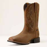 Hybrid Ranchway Waterproof Wide Square Toe Cowboy Boot Men - DISTRESSED BROWN