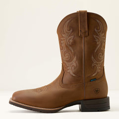 Hybrid Ranchway Waterproof Wide Square Toe Cowboy Boot Men - DISTRESSED BROWN