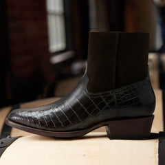 Bench Made Brewer Western Boot Men - ESPRESSO NILE CROC/DARK CHOCOLATE