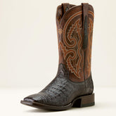 Classic Callen Wide Square Toe Western Boot Men - CHOCOLATE CAIMAN BELLY/CHESTNUT BROWN