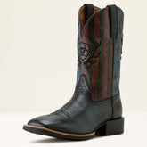 Sport Liberty Antler Wide Square Toe Cowboy Boot Men - BLACK HIPPO PRINT/MIDNIGHT FLAG