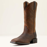 Sport Rustler Wide Square Toe Cowboy Boot Men - TOFFEE HIPPO PRINT/RICH OAK