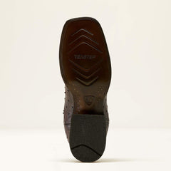 Classic Cash Wide Square Toe Western Boot Men - CIGAR FULL QUILL OSTRICH/LOCO BROWN