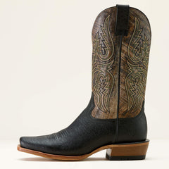 Futurity Platinum Narrow Cutter Toe Cowboy Boot Men - BLACK BISON/TEXTURED TAUPE