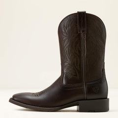 Sport Western Wide Square Toe Cowboy Boot Men - BURNISHED CHOCOLATE