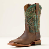 Wiley Wide Square Toe Cowboy Boot Men - TOTALLY TAN/ROARING TURQUOISE