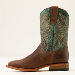 Wiley Wide Square Toe Cowboy Boot Men - TOTALLY TAN/ROARING TURQUOISE