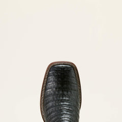 Classic Callen Wide Square Toe Western Boot Men - MATTE BLACK CAIMAN BELLY/MIDNIGHT BLACK