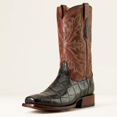 Bench Made Stilwell Western Boot Men - BLACK AMERICAN ALLIGATOR/WHISKEY BROWN