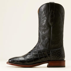 Bench Made Bassett Western Boot Men - BLACK AMERICAN ALLIGATOR