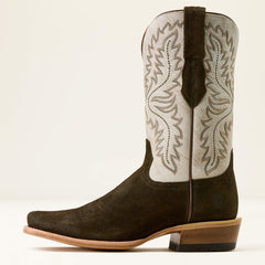 Futurity Deal Narrow Cutter Toe Cowboy Boot Men - MIDNIGHT OLIVE SUEDE/SHREDDED WHITE