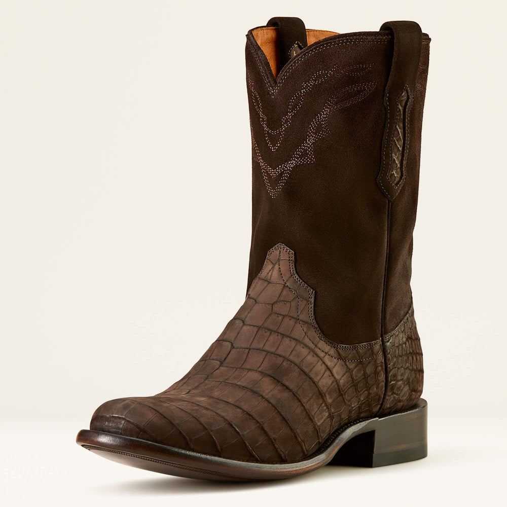 Bench Made Clanton Western Boot Men - MATTE CHOCOLATE NILE CROC/DARK CHOCOLATE