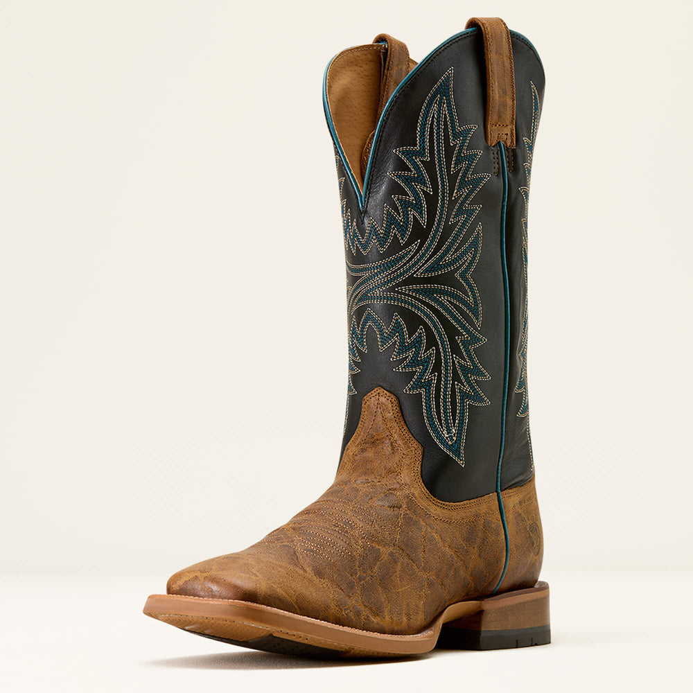 Cowhand Wide Square Toe Cowboy Boot Men - SMOKED TAN/TRUE BLACK