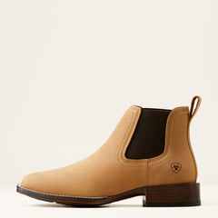 Booker Chelsea Wide Square Toe Western Boot Men - ALMOND BROWN