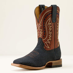 Rock Ridge Wide Square Toe Western Boot Men - NAVY BISON/GINGER SPICE