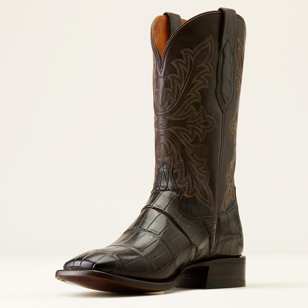 Bench Made Bassett Western Boot Men - HICKORY AMERICAN ALLIGATOR TAIL