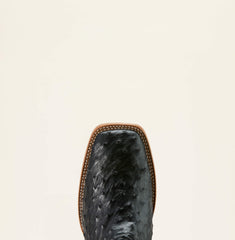 Drifter Cowboy Boot Men - BLACK FULL QUILL OSTRICH/SILVER METALLIC