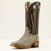 Futurity Outlaw Cowboy Boot Men - PLATINUM FULL QUILL OSTRICH/TOFFEE CRUNC