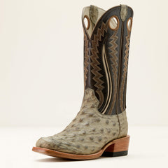 Futurity Outlaw Cowboy Boot Men - PLATINUM FULL QUILL OSTRICH/TOFFEE CRUNC