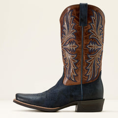 Hustler Cowboy Boot Men - MIDNIGHT BLUE/DARK TAN