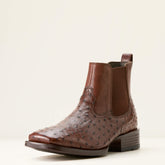 Booker Chelsea Wide Square Toe Western Boot Men - ANTIQUE TABAC FULL QUILL OSTRI