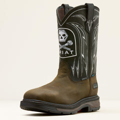 WorkHog XT Bolt Skull Waterproof Wide Square Toe Carbon Toe Work Boot Men - IRON COFFEE/BLACK