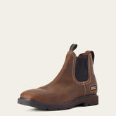 Groundbreaker Chelsea Wide Square Toe Waterproof Work Boot Men - DARK BROWN