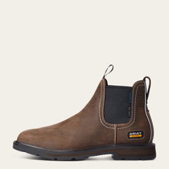 Groundbreaker Chelsea Wide Square Toe Waterproof Steel Toe Work Boot Men - DARK BROWN