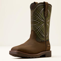 Activator Waterproof Steel Toe Work Boot Men - DARK BROWN/GREEN