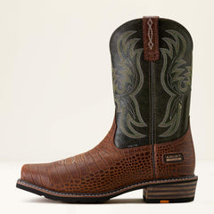 Ironside Square Toe Steel Toe Work Boot Men - BROWN CROCO PRINT/BRAVO BROWN