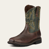 Sierra Wide Square Toe Steel Toe Work Boot Men - DARK BROWN