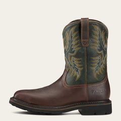 Sierra Wide Square Toe Steel Toe Work Boot Men - DARK BROWN