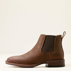 Booker Chelsea Wide Square Toe Western Boot Men - BROWN OILED ROWDY