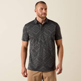Jacquard Printed Fitted Polo Men - BLACK