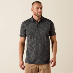 Jacquard Printed Fitted Polo Men - BLACK