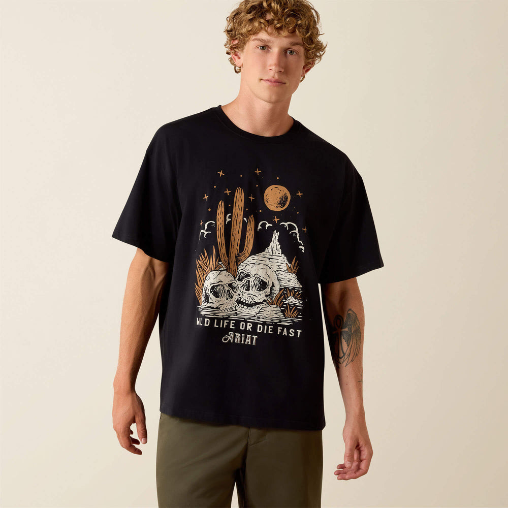 Wild Life Boxy T-Shirt Men - WASHED BLACK