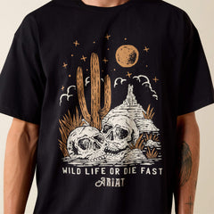 Wild Life Boxy T-Shirt Men - WASHED BLACK