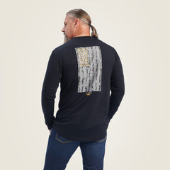 Rebar Workman Reflective Flag Graphic T-Shirt Men - BLACK