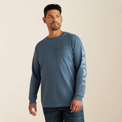 Rebar Cotton Strong Standard Logo Pocket T-Shirt Men - ORION BLUE/DUSTY BLUE