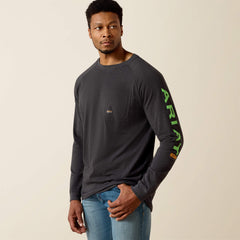 Rebar Cotton Strong Graphic T-Shirt Men - CHARCOAL HEATHER/LIME