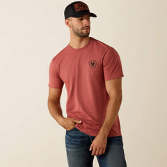 Ariat Banner Badge T-Shirt Men - RED CLAY HEATHER