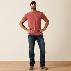 Ariat Banner Badge T-Shirt Men - RED CLAY HEATHER