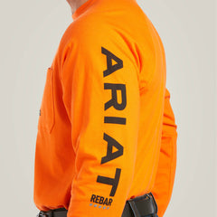 Rebar Cotton Strong Graphic T-Shirt Men - SAFETY ORANGE/BLACK